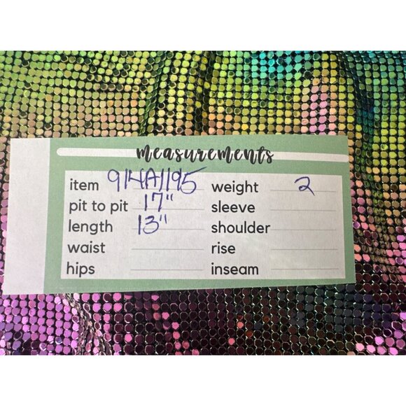 2/$30 Nwt XS Iridescent Purple Sequin Metallic Crop Top Chain Details Open Back - Picture 6 of 8